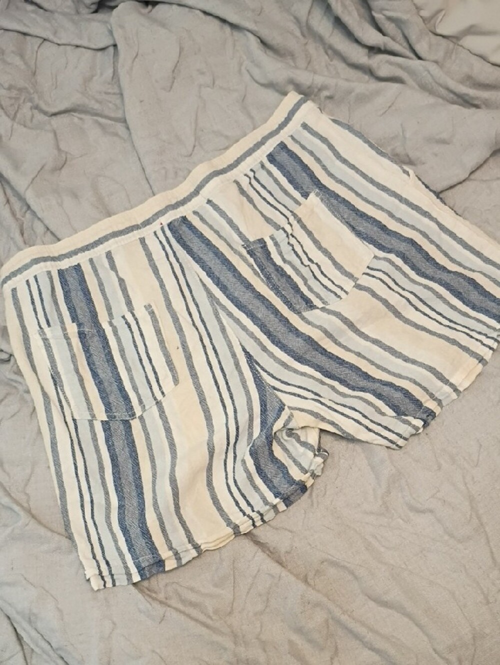 DĀSH Casual Blue & White Striped Drawstring Bermuda Shorts - Picture 3 of 7